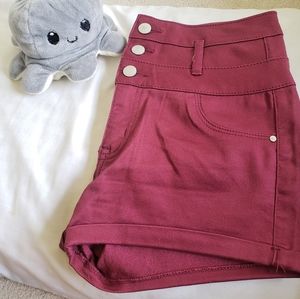 Maroon Hi-rise shorts